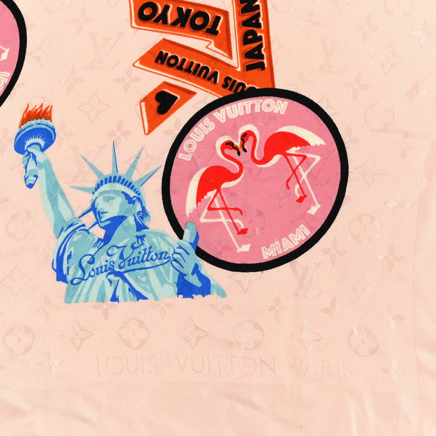 Louis Vuitton Silk Wool Monogram World Tour Shawl Nude 2 of 3