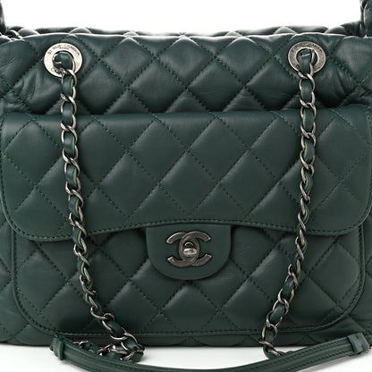 Chanel Lambskin Quilted Flap Hobo Dark Green 9 of 10