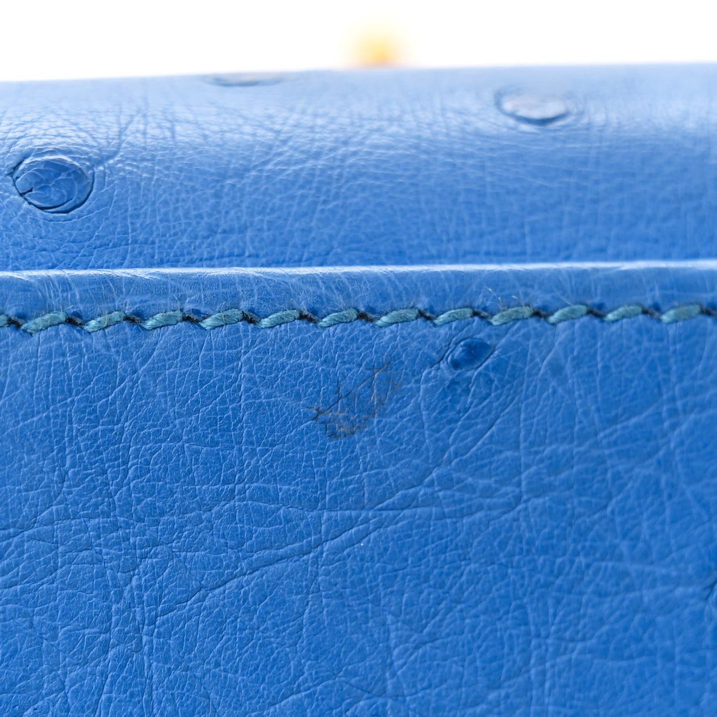 Ostrich Kelly Pochette Clutch Bleuet