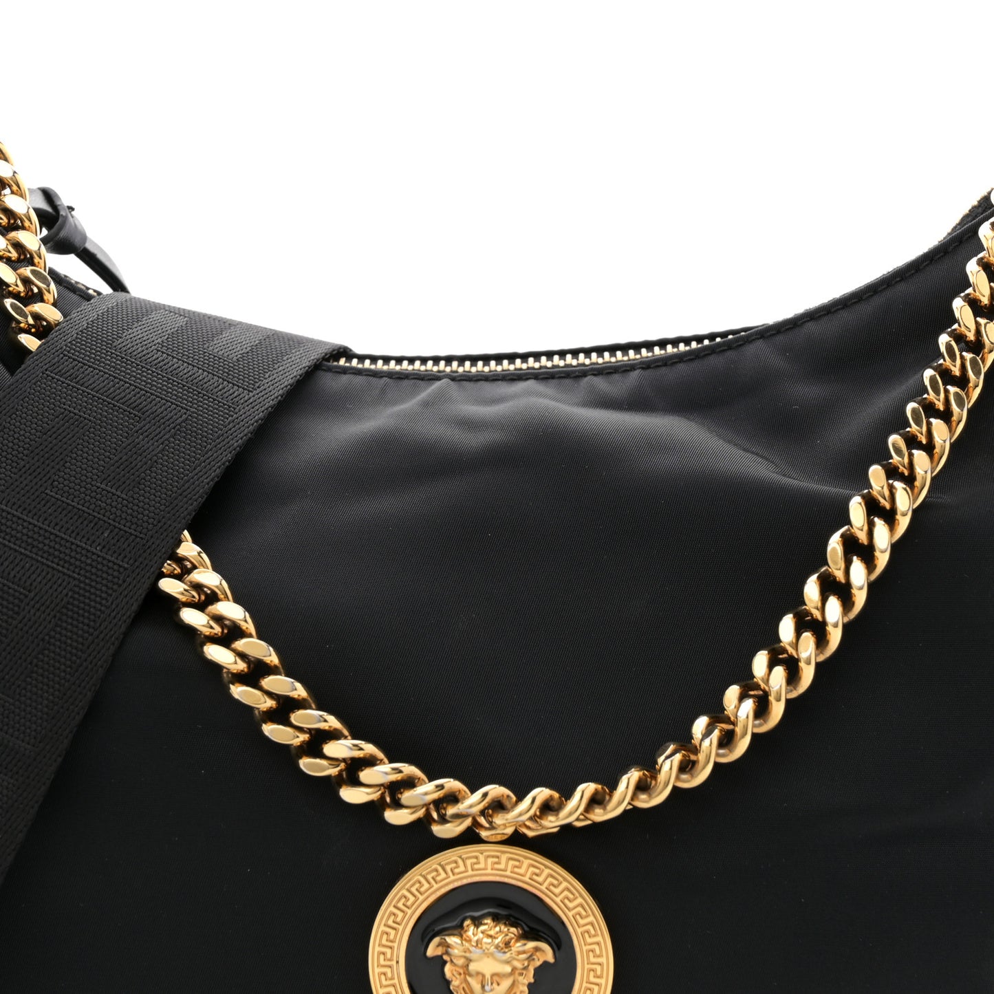 Nylon Tribute Chain Crossbody Shoulder Bag Black