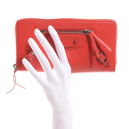 Balenciaga Chevre Classic Hardware Continental Zip Around Wallet Rouge Coquelicot 2 of 9