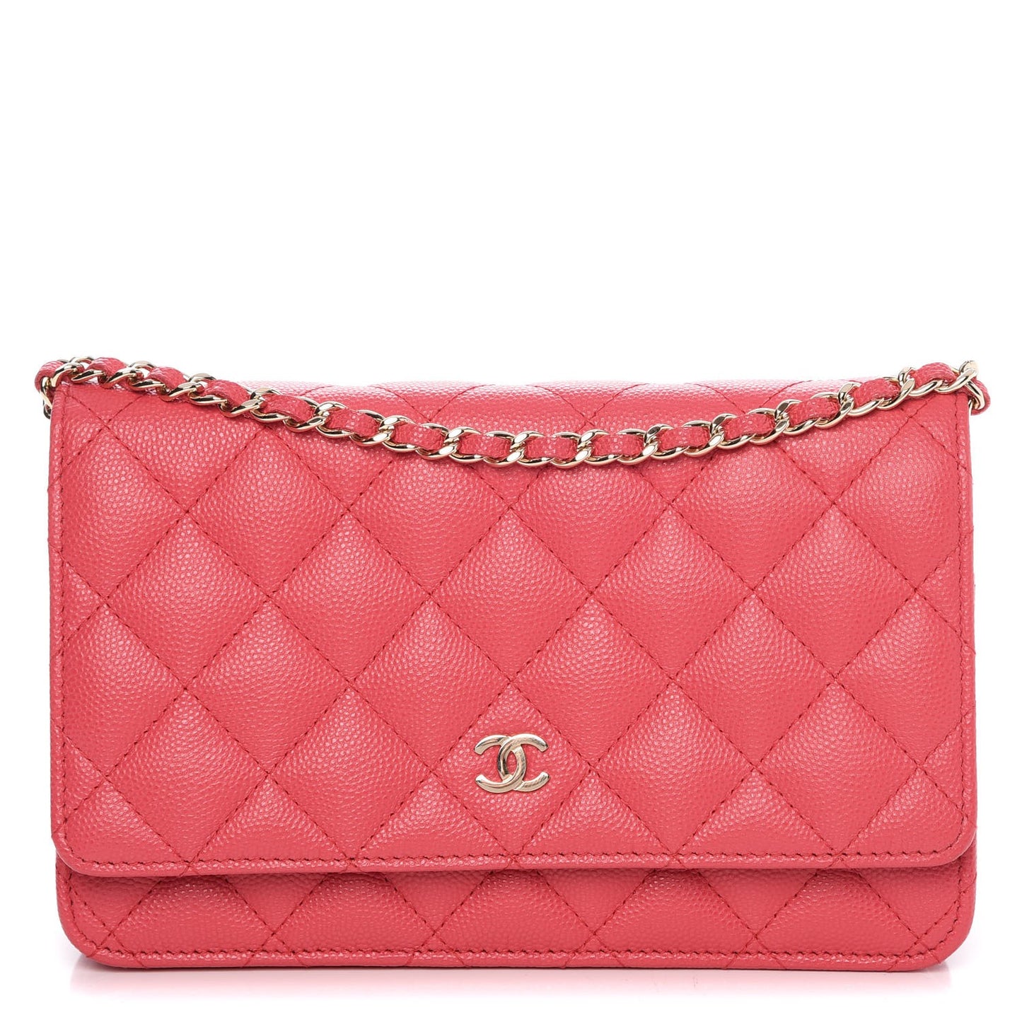 Caviar Quilted Wallet On Chain WOC Dark Pink