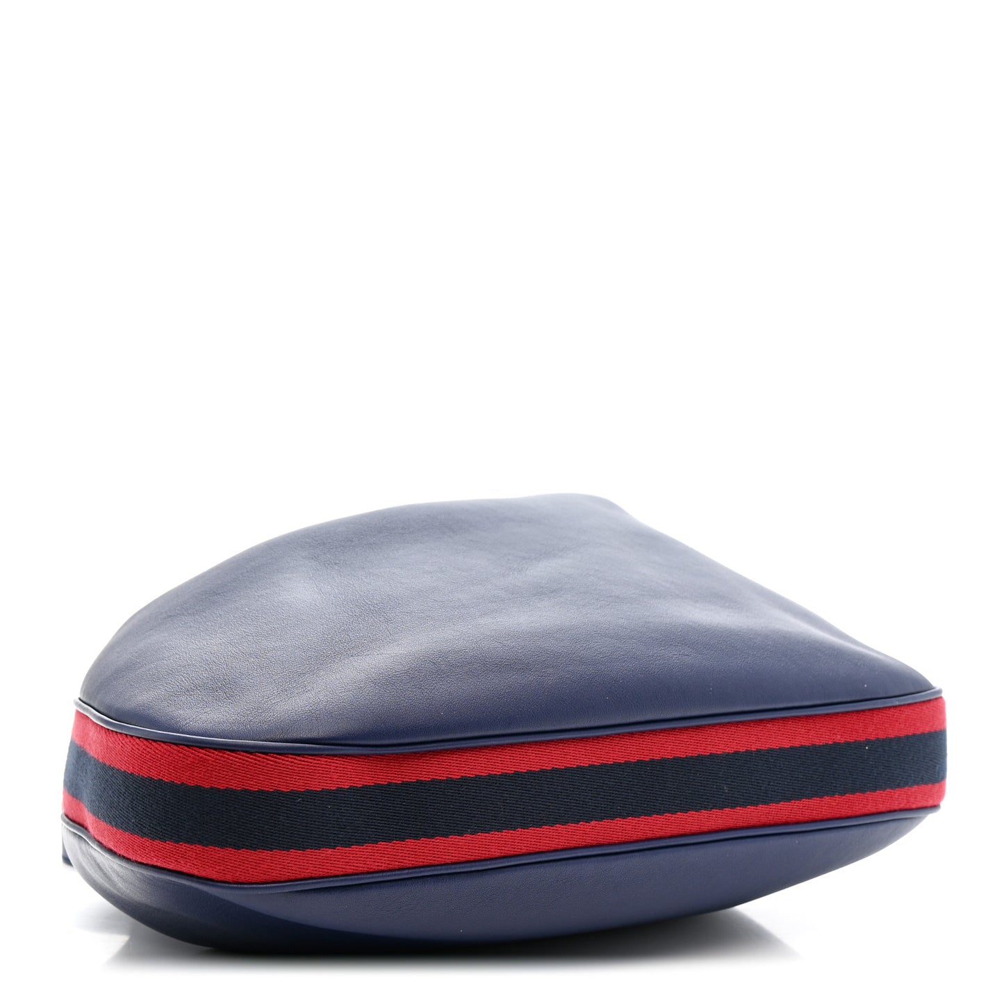 Aria Calfskin Web Large Attache Shoulder Bag Navy