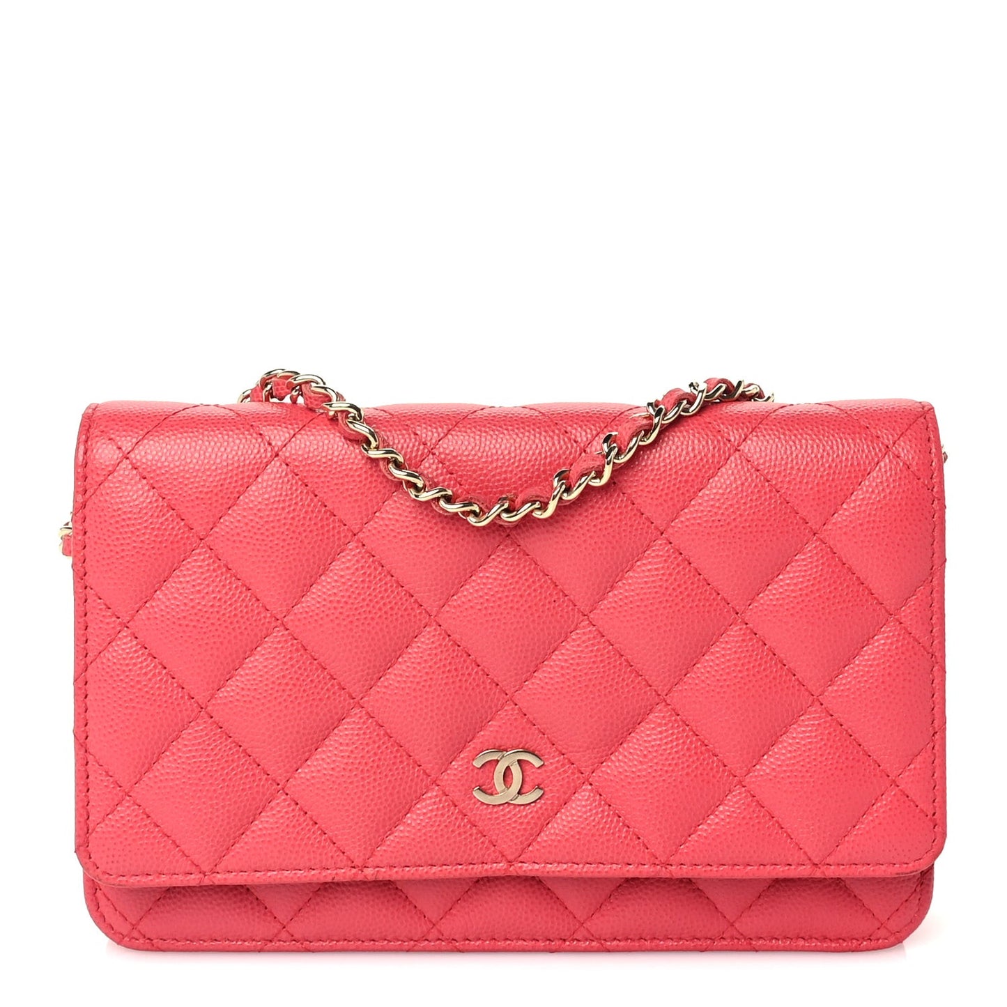 Caviar Quilted Wallet on Chain WOC  Pink