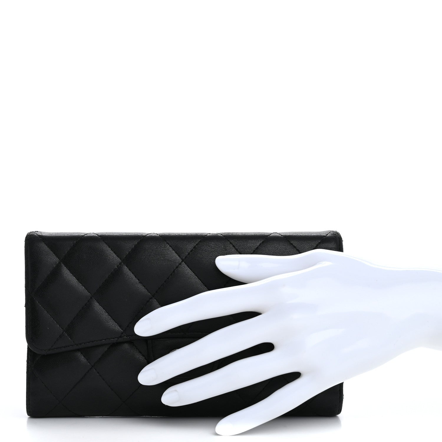 Chanel Lambskin Quilted Large Flap Wallet Black 2 of 7