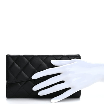 Chanel Lambskin Quilted Large Flap Wallet Black 2 of 7