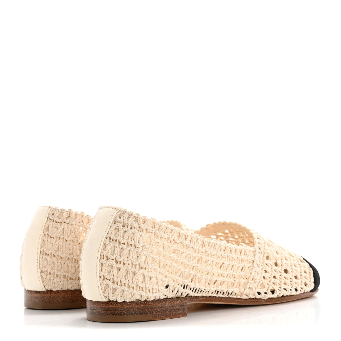 Knit Grosgrain Cap Toe CC Moccasin Loafers 35.5 Ivory Black