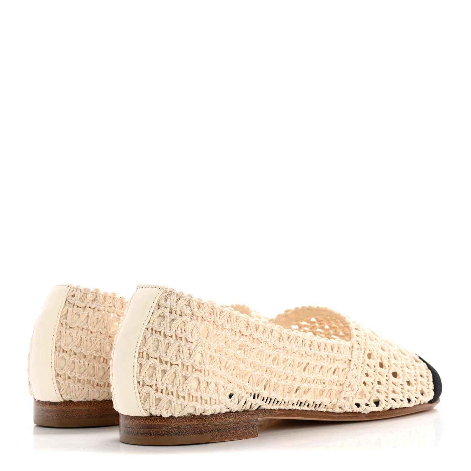 Chanel Knit Grosgrain Cap Toe CC Moccasin Loafers 35.5 Ivory Black 5 of 7