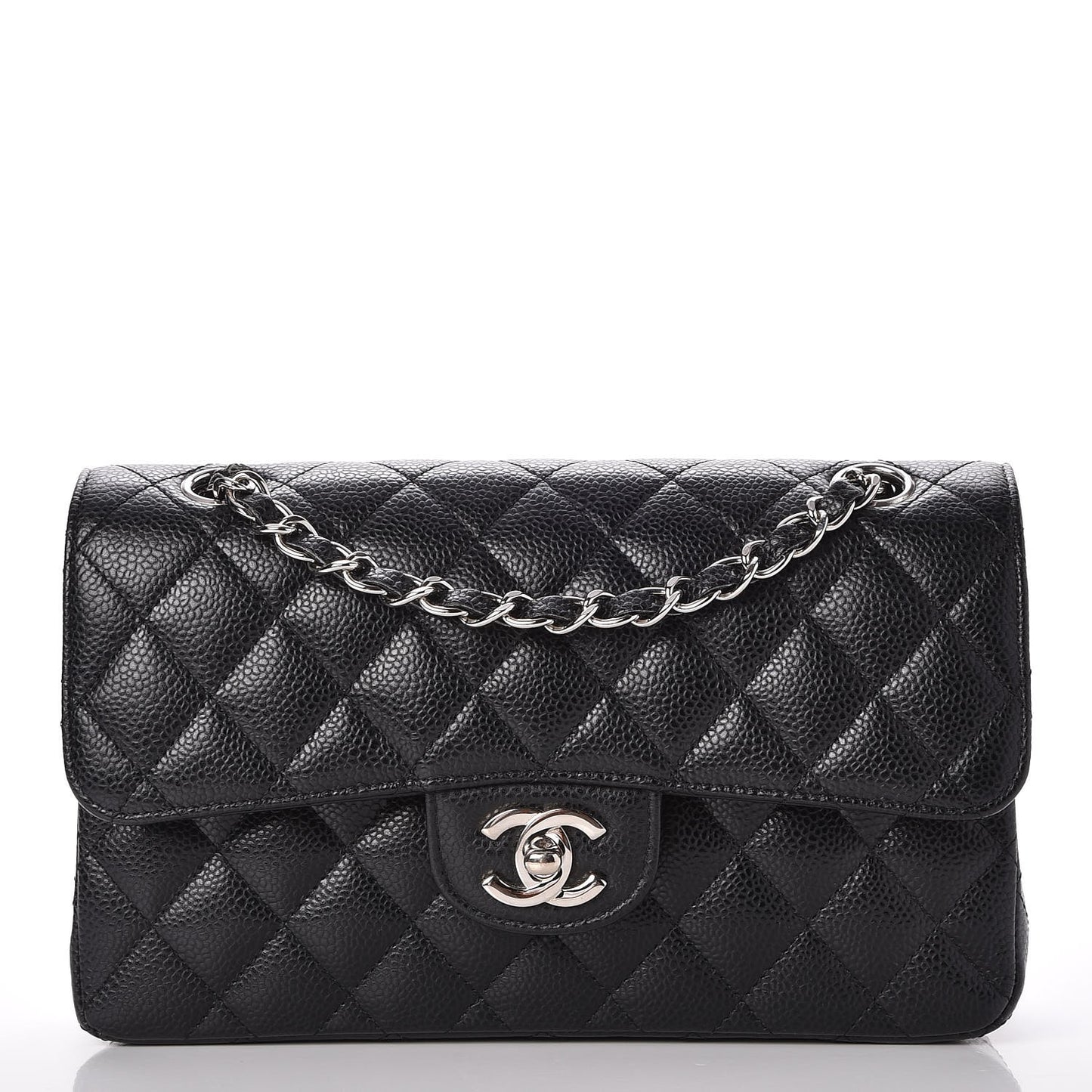 Caviar Quilted Small Double Flap Black