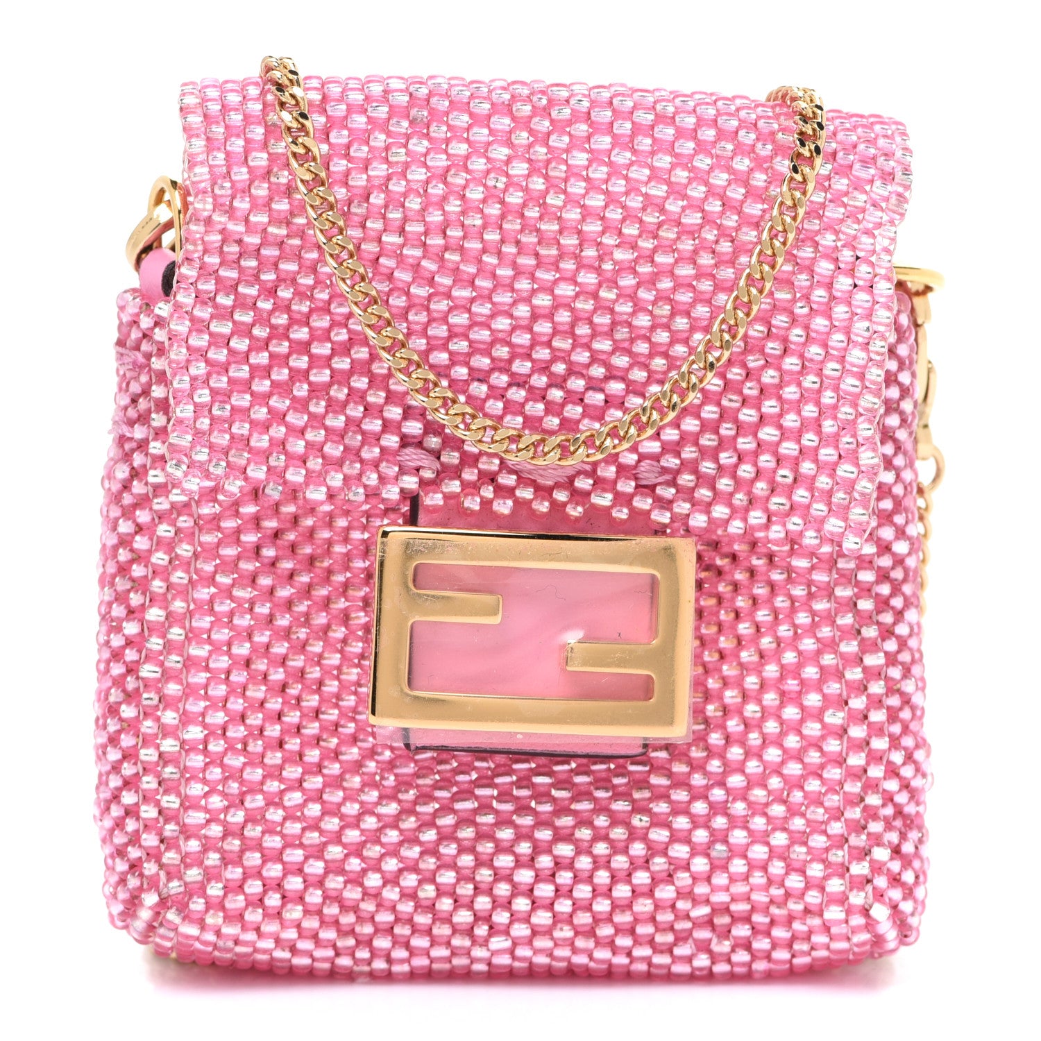 Fendi Glass Beaded Mini Pico Baguette Charm Orchidea 1 of 6