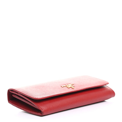 Prada Saffiano Metal Continental Flap Wallet Fuoco 5 of 12