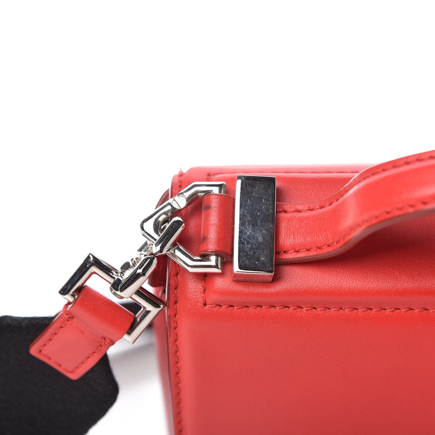 Calfskin Mini Pandora Box Logo Strap Crossbody Bag Medium Red