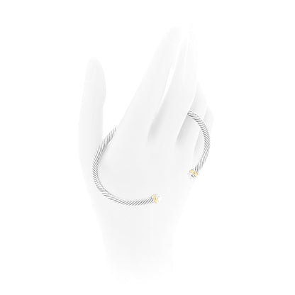 David Yurman Sterling Silver 18K Yellow Gold 4mm Cable Classics Bracelet 2 of 5