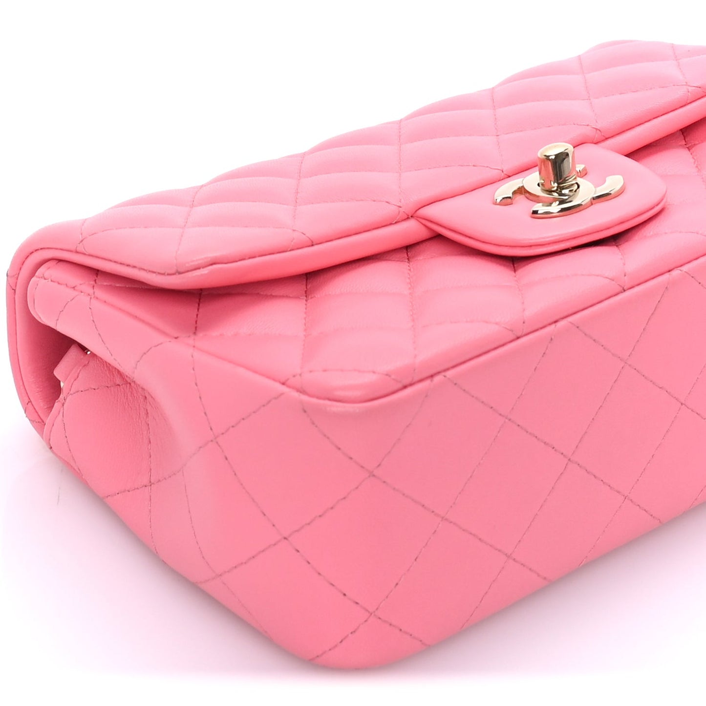 Lambskin Quilted Mini Rectangular Flap Pink