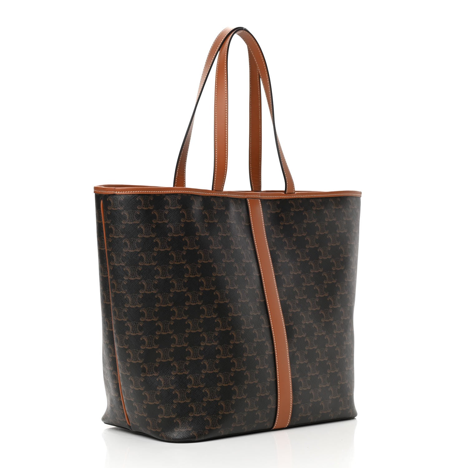 Celine Triomphe Canvas Calfskin Medium Cabas Bag Tan 3 of 15