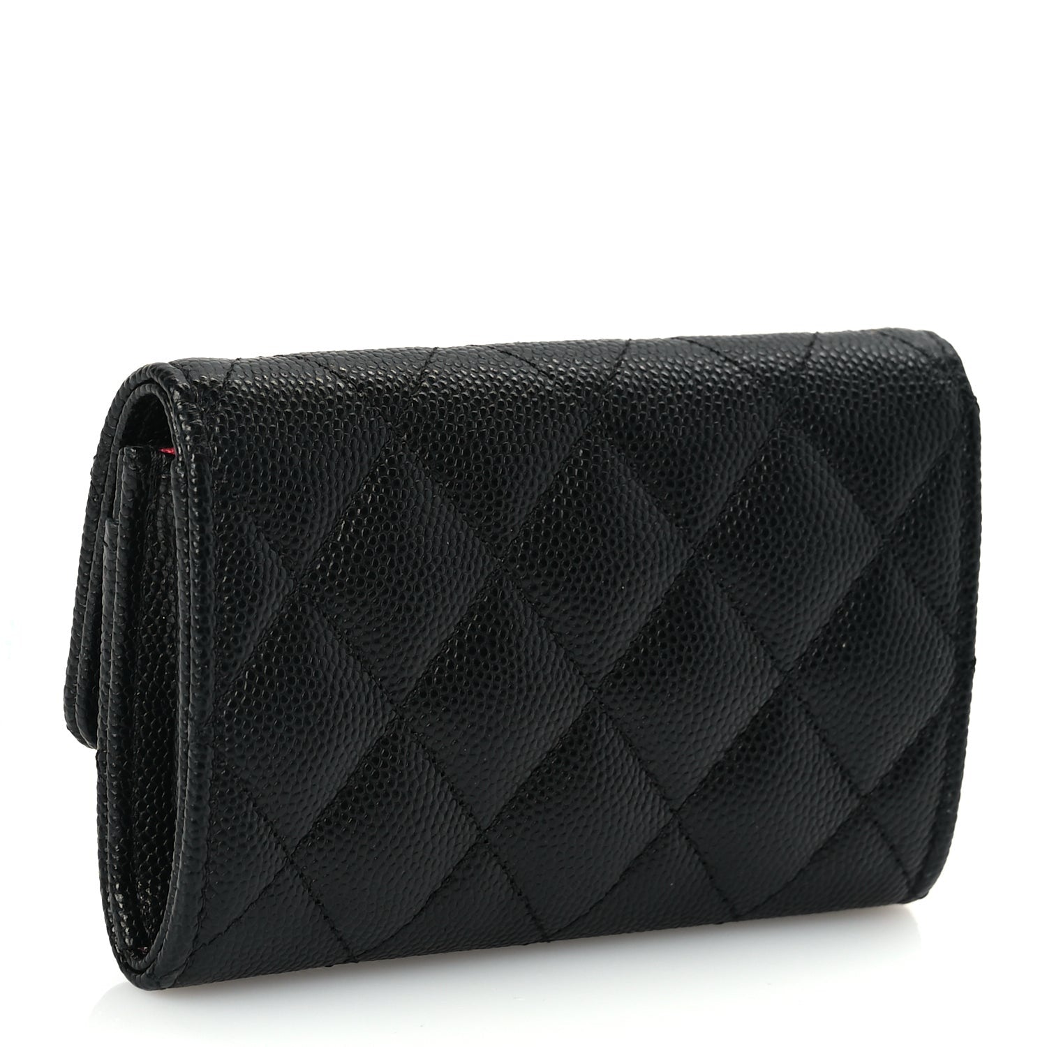 Chanel CHANEL Caviar Metal Perforated Quilted CC Flap Card Holder Black 3 of 9