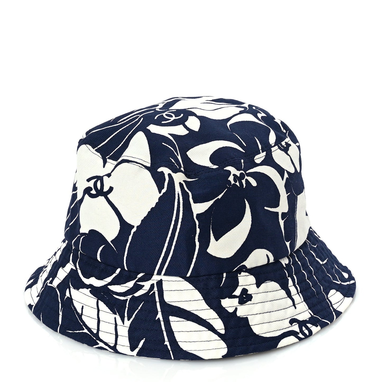 Cotton Canvas Bucket Hat L Navy Ivory