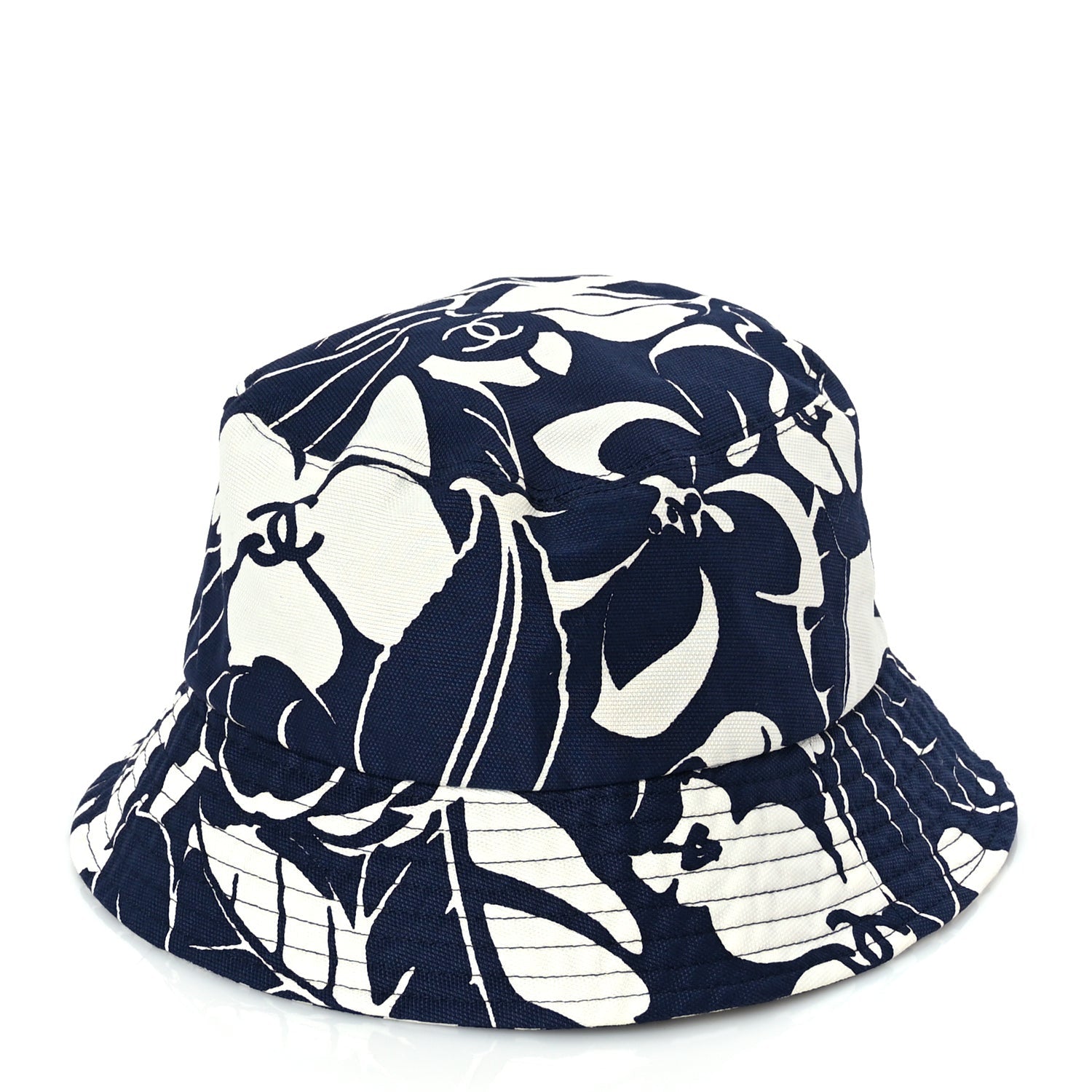 Chanel Cotton Canvas Bucket Hat L Navy Ivory 1 of 8
