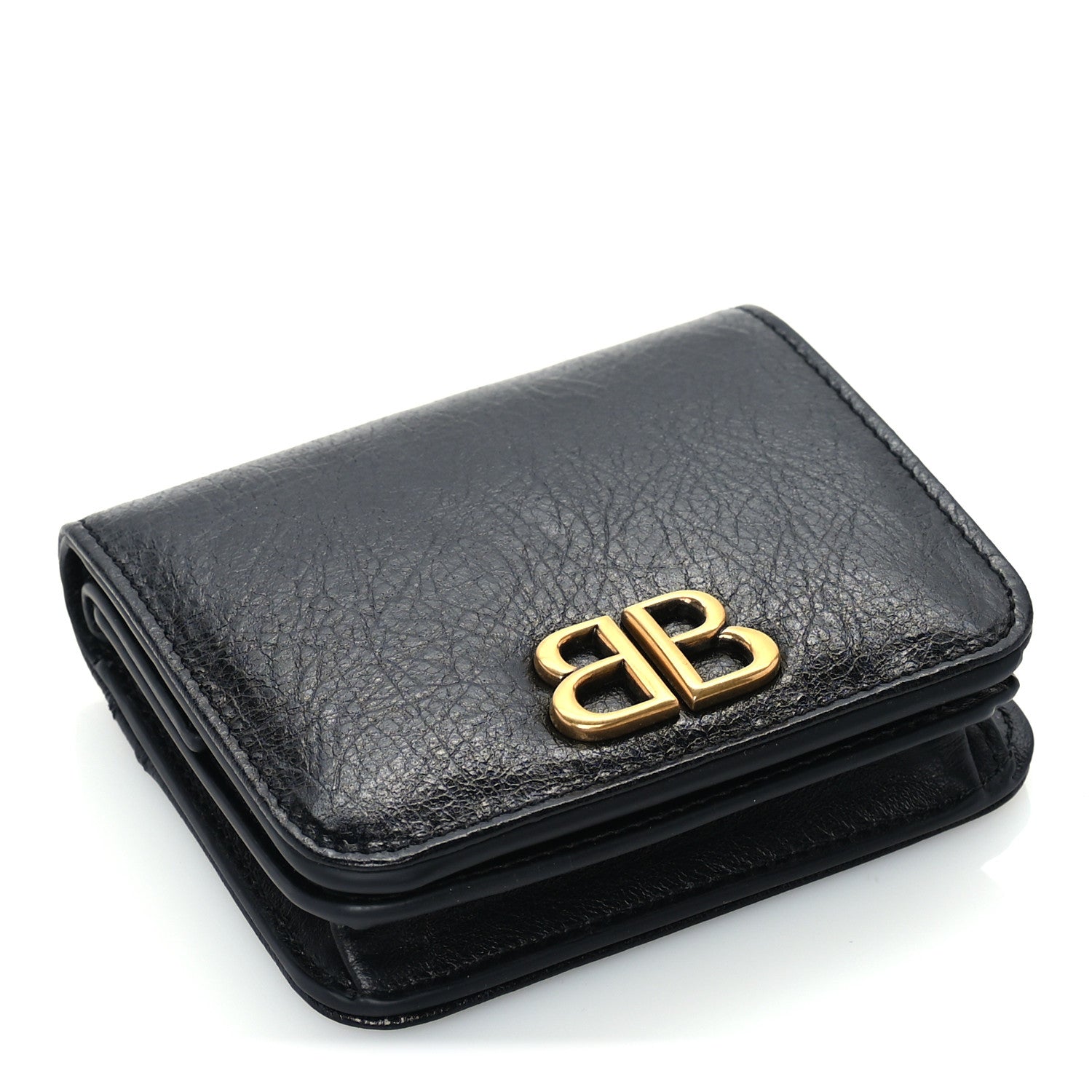 Balenciaga Arena Calfskin Monaco Logo Wallet Black 5 of 7