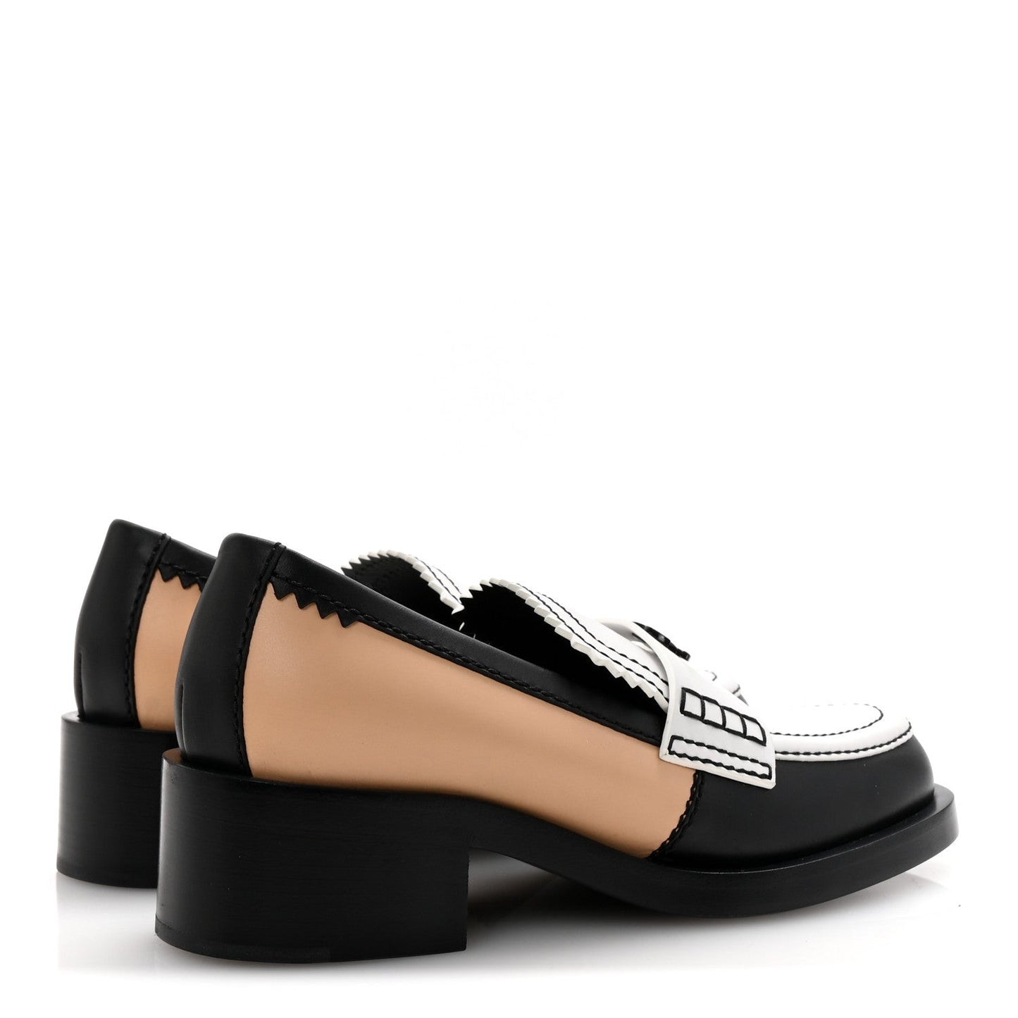Calfskin CC Loafers 38 Black White Beige