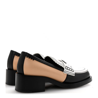 Chanel Calfskin CC Loafers 38 Black White Beige 5 of 7