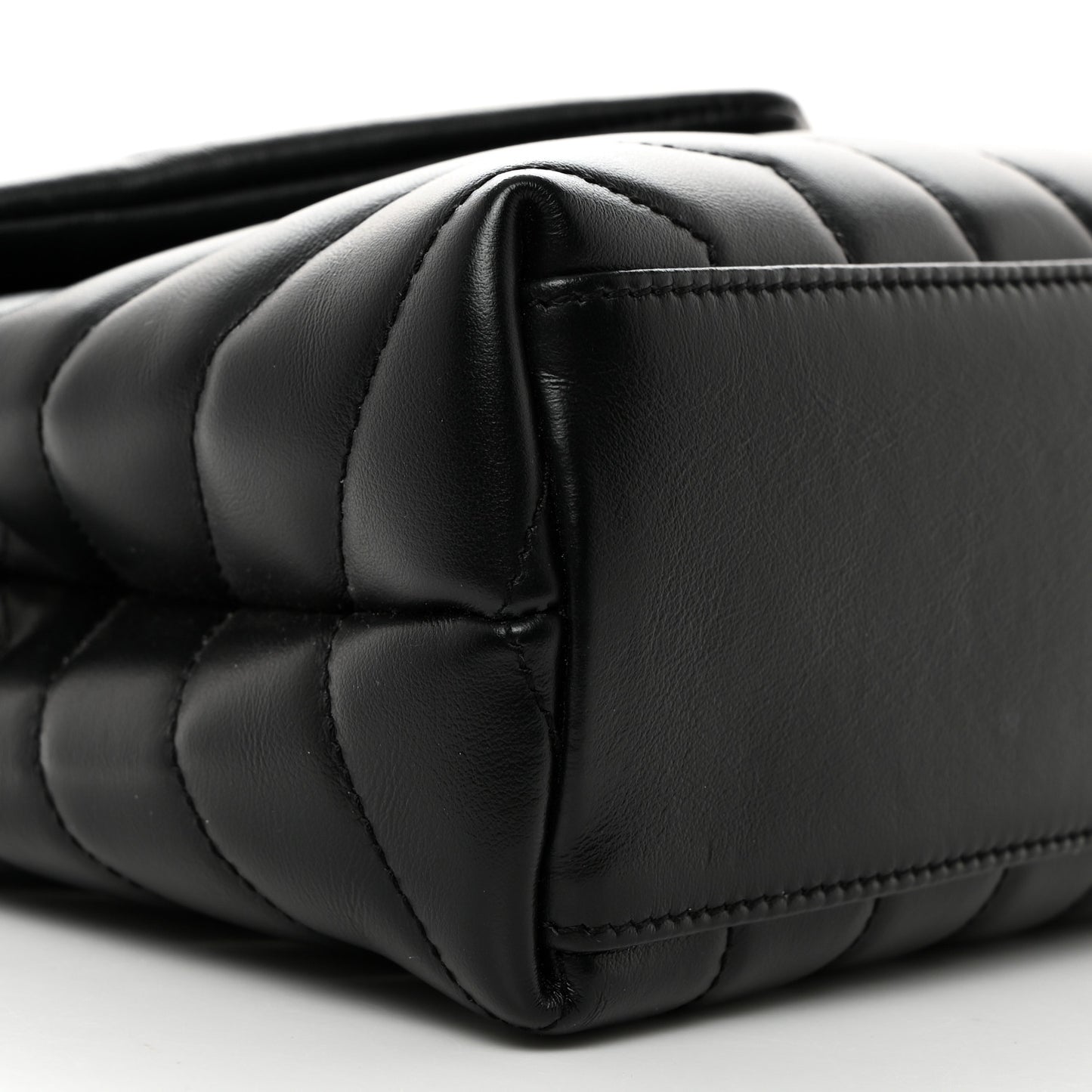 Calfskin Y Quilted Monogram Small Loulou Chain Satchel Black