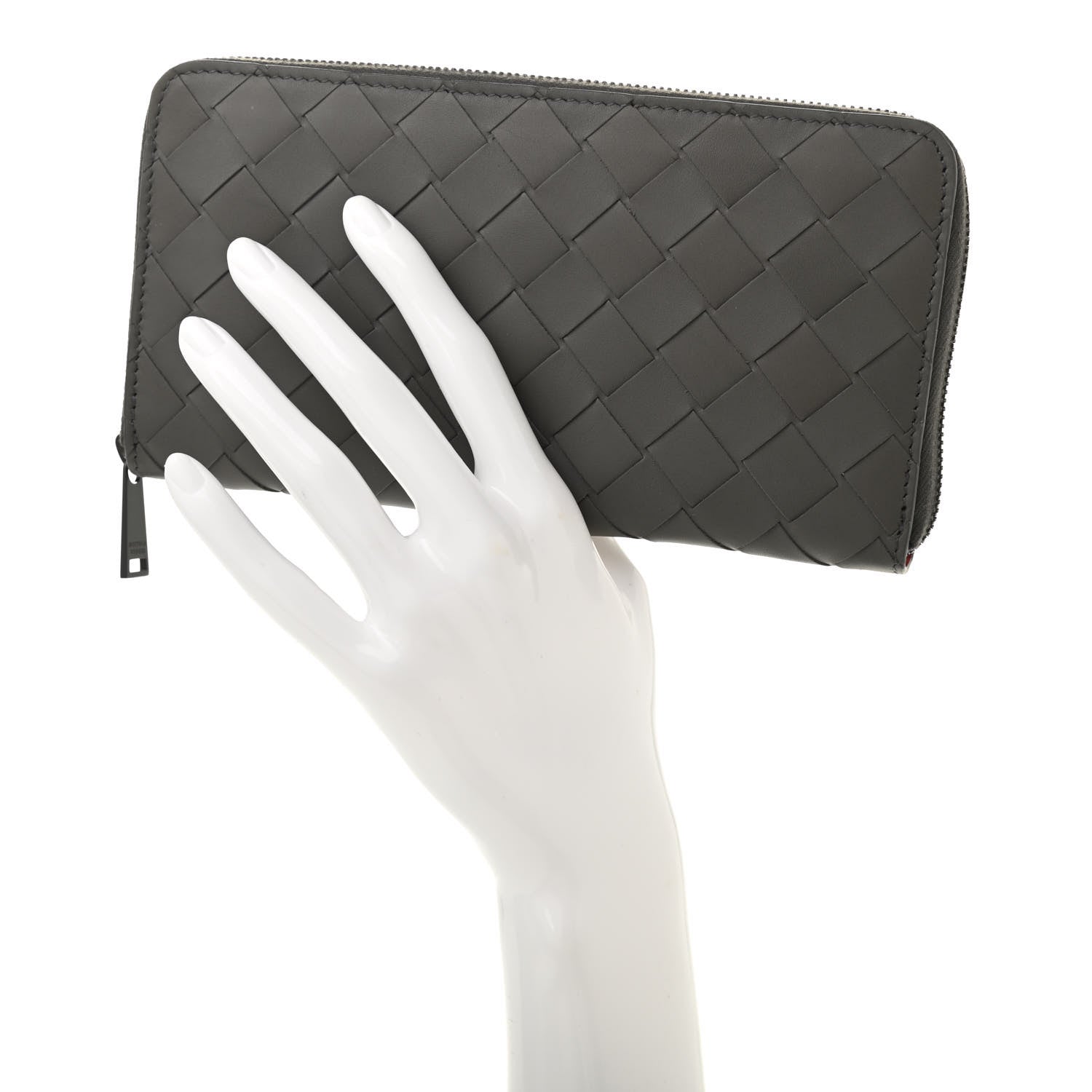 Bottega Veneta Nappa Intrecciato Zip Around Wallet Grey 2 of 7