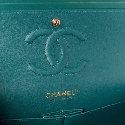 Chanel Shaded Patent Calfskin Quilted Medium Double Flap Green Blue 5 of 11