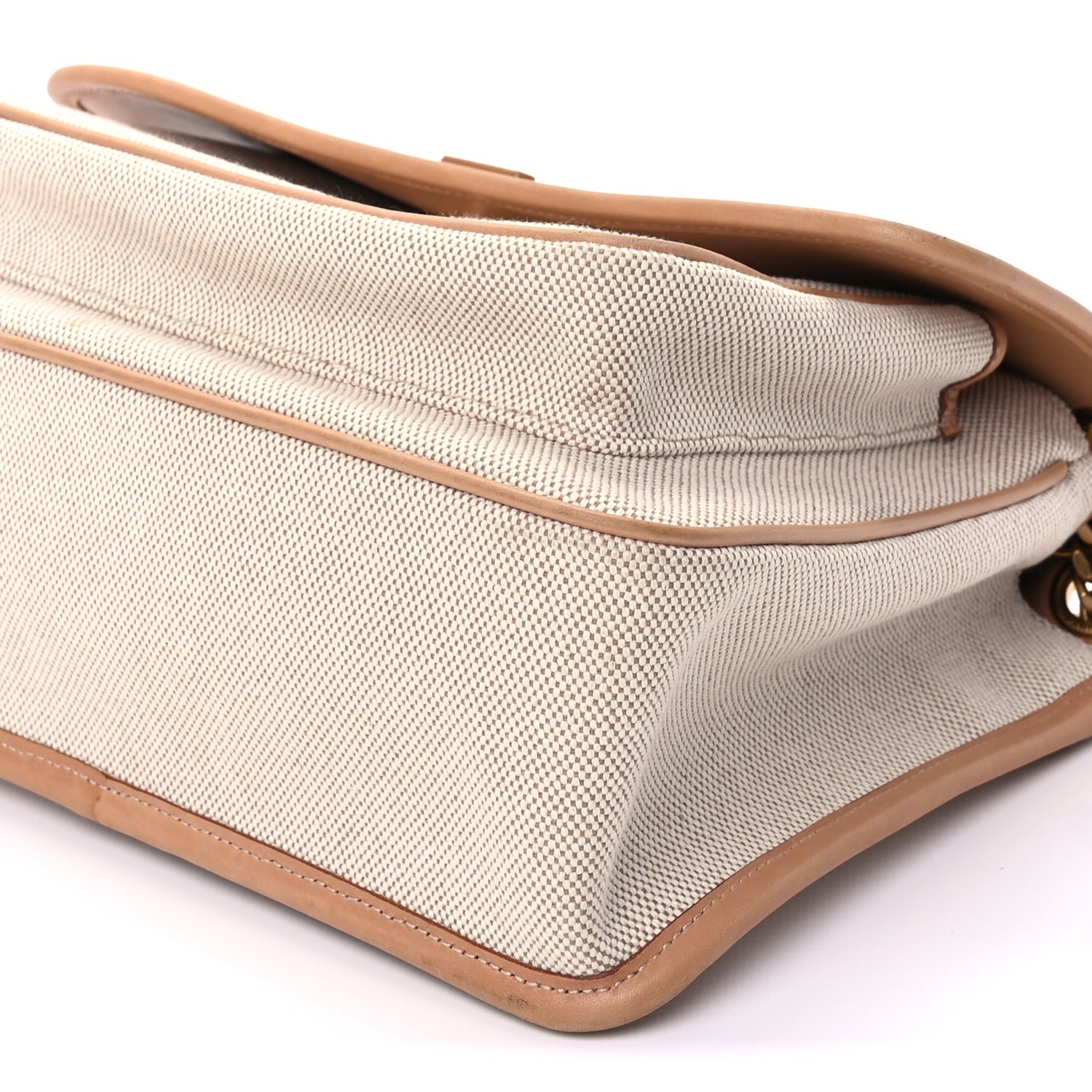 Saint Laurent Cotton Canvas Vintage Calfskin Monogram Medium Niki Chain Satchel  Cream Tan 8 of 8