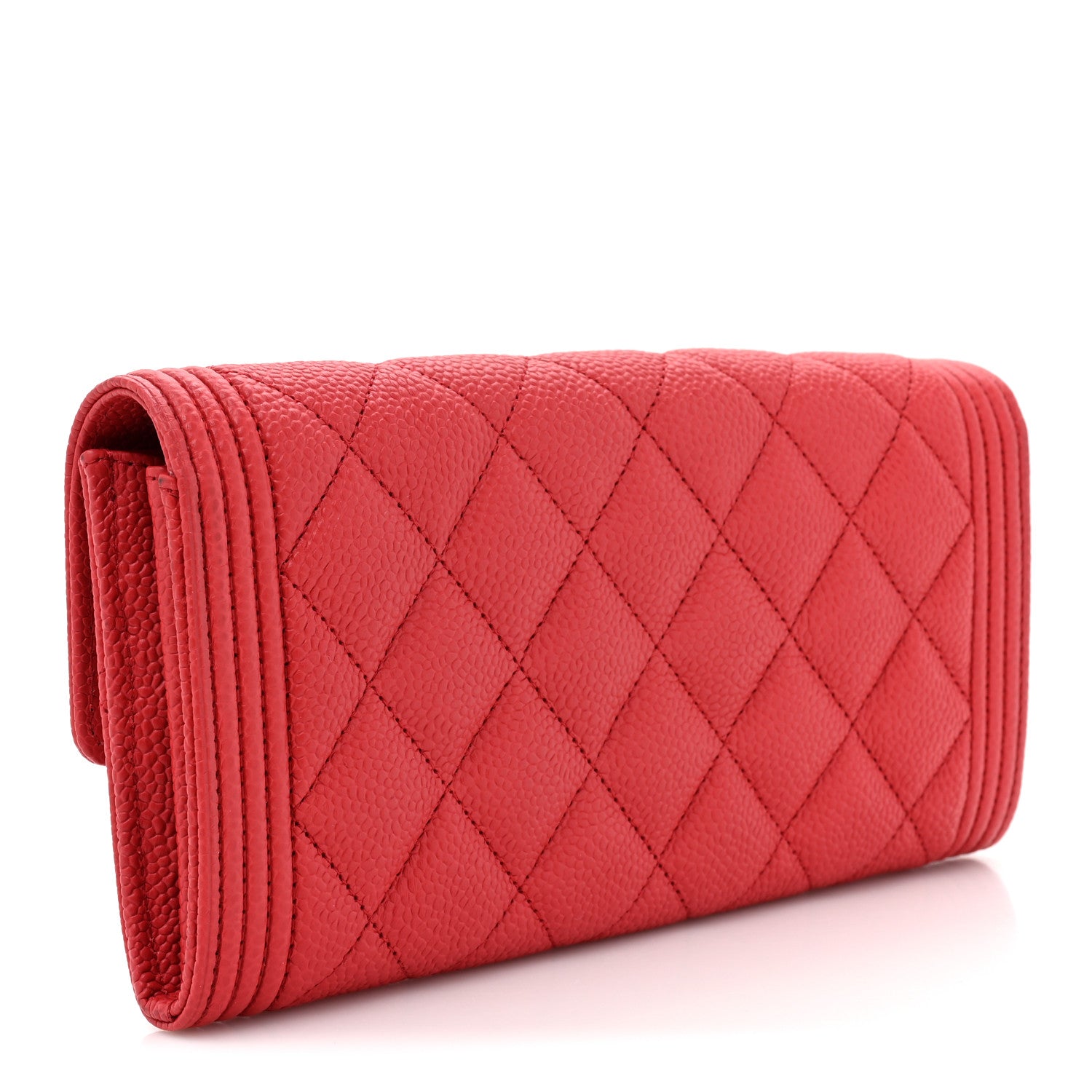 Chanel Caviar Quilted Large Boy Gusset Flap Wallet Red 3 of 17