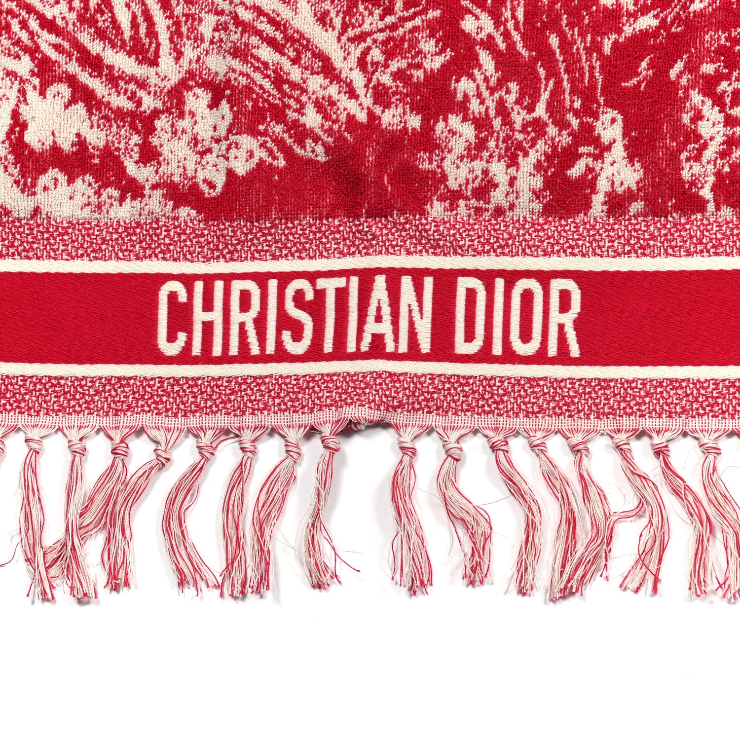 Christian Dior Cotton Toile De Jouy Reverse Towel Red 2 of 3
