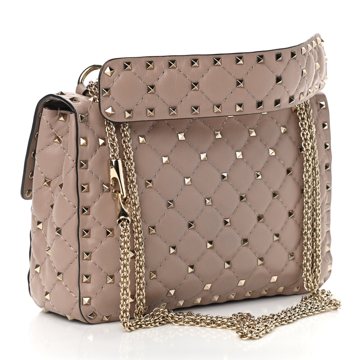 Valentino Garavani Lambskin Medium Rockstud Spike Shoulder Bag Poudre 5 of 17