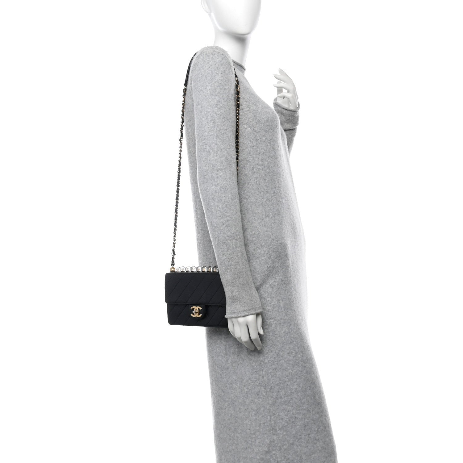 Chanel Lambskin Quilted Small Chic Pearls Flap Black 2 of 7