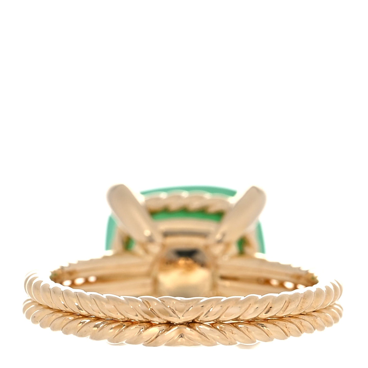 18K Yellow Gold Diamond Chrysoprase 11mm Chatelaine Ring 54 7