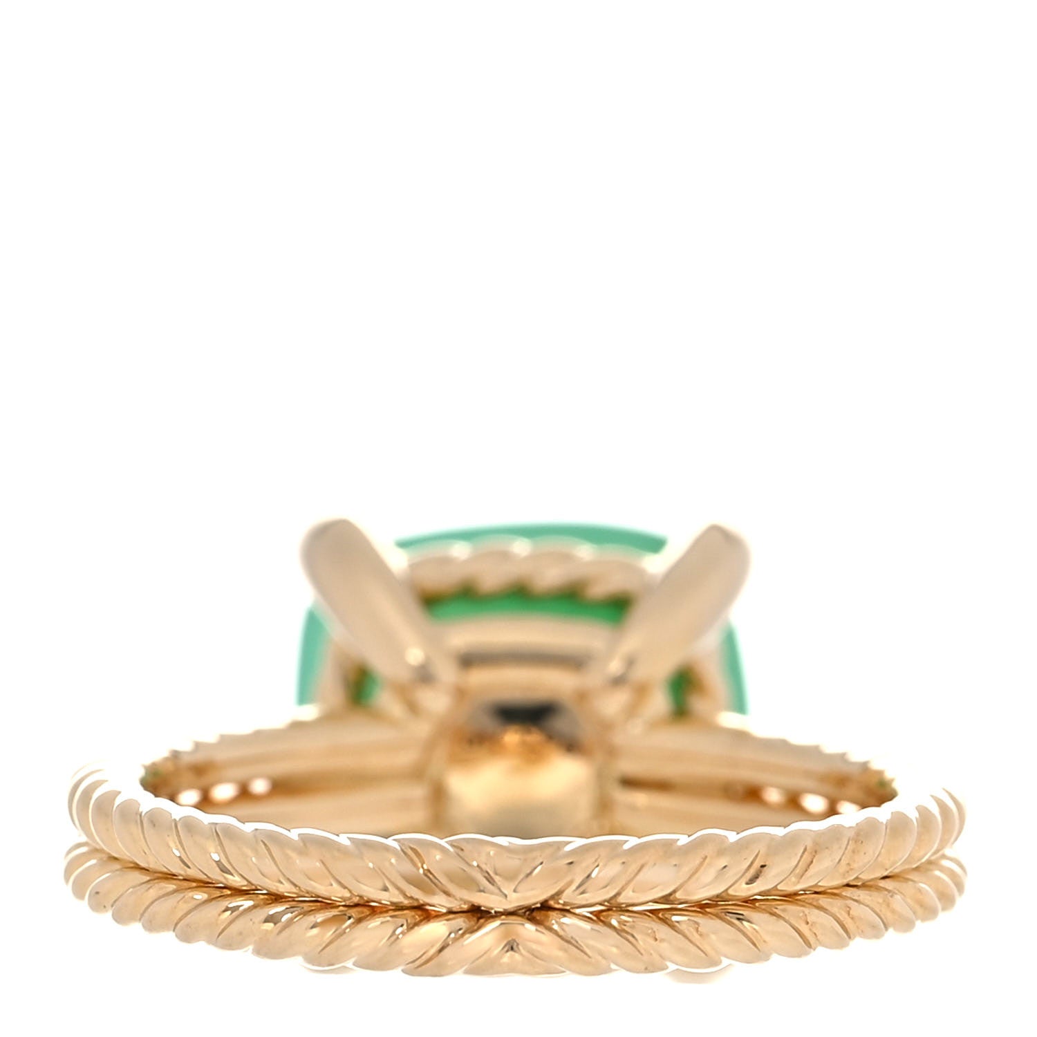 David Yurman 18K Yellow Gold Diamond Chrysoprase 11mm Chatelaine Ring 54 7 4 of 6