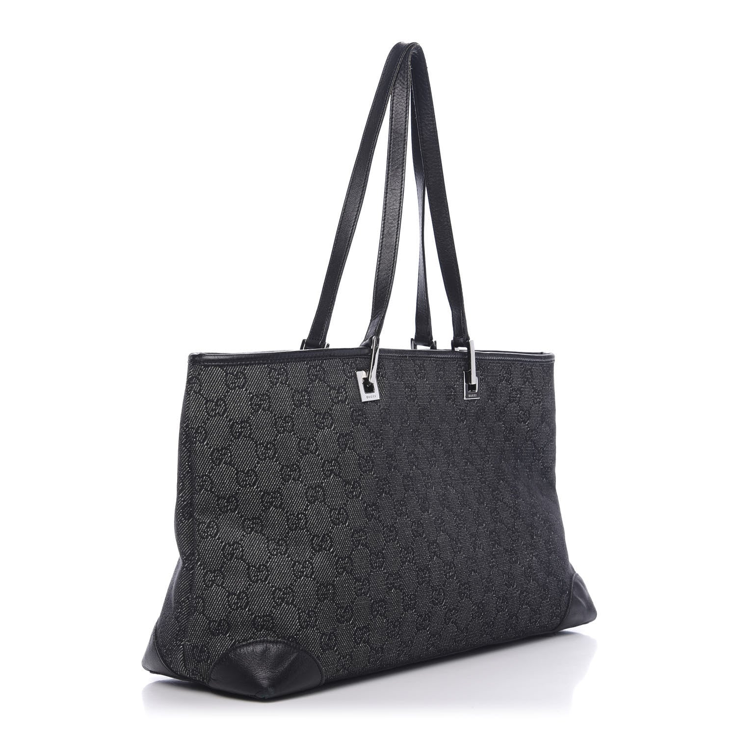 Gucci Denim Monogram Tote Black 3 of 12