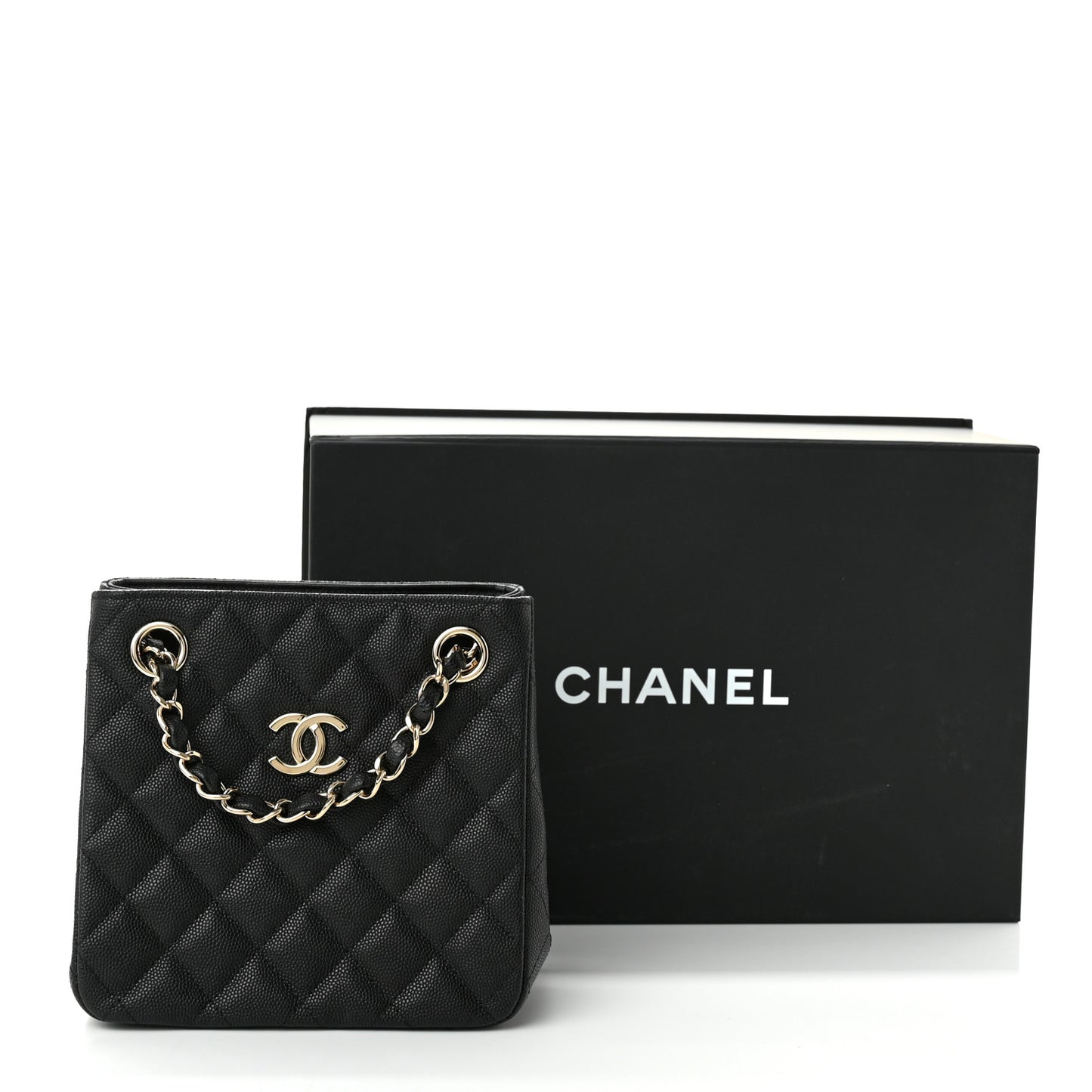 Caviar Quilted Mini Bucket Bag Black