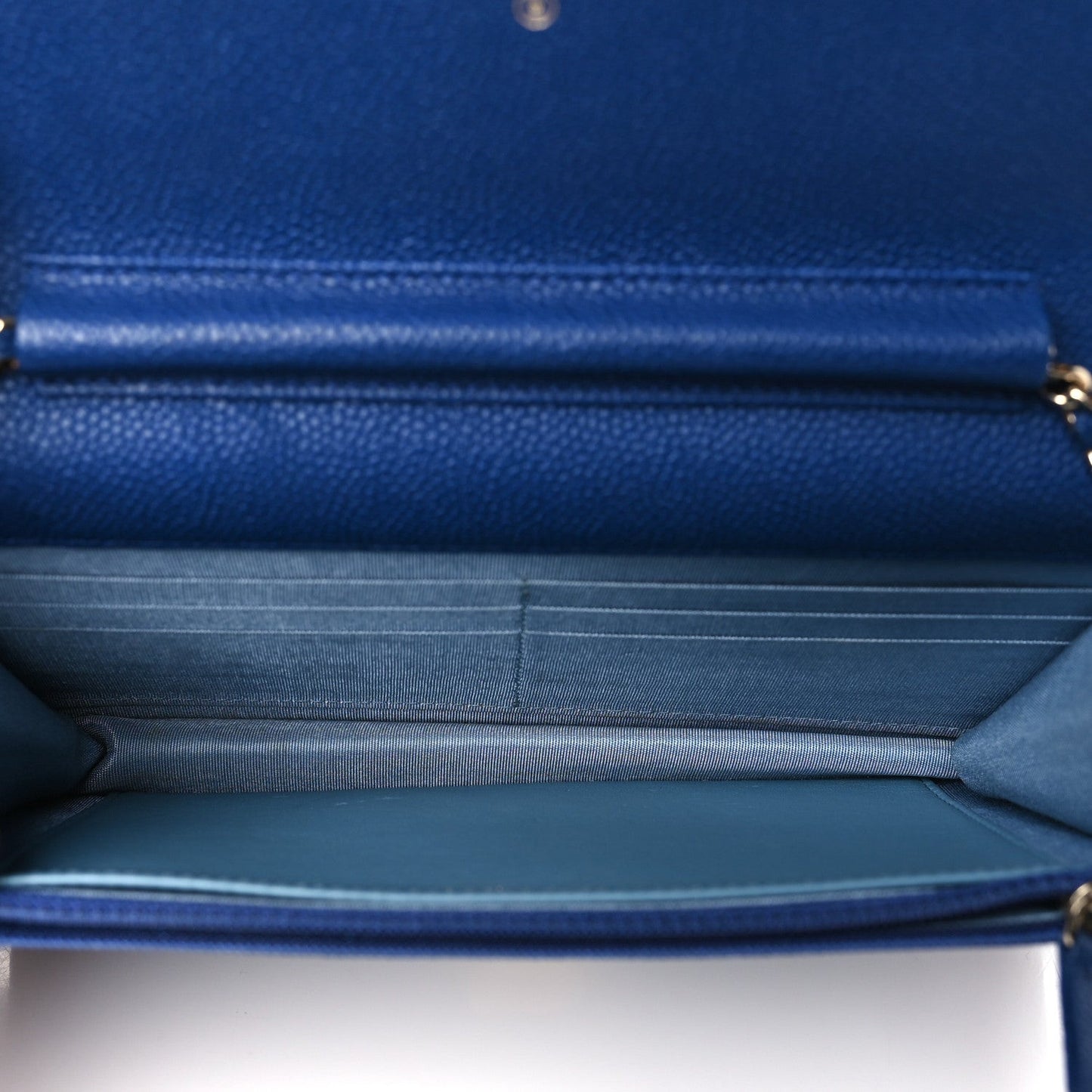 Grained Calfskin Quilted Cuba Wallet On Chain WOC Blue
