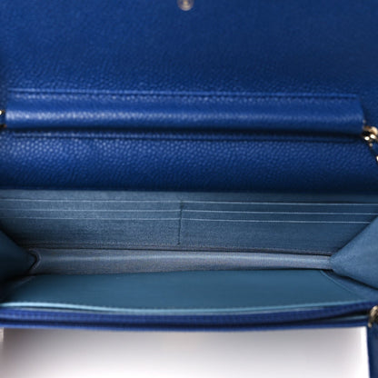 Chanel Grained Calfskin Quilted Cuba Wallet On Chain WOC Blue 5 of 7