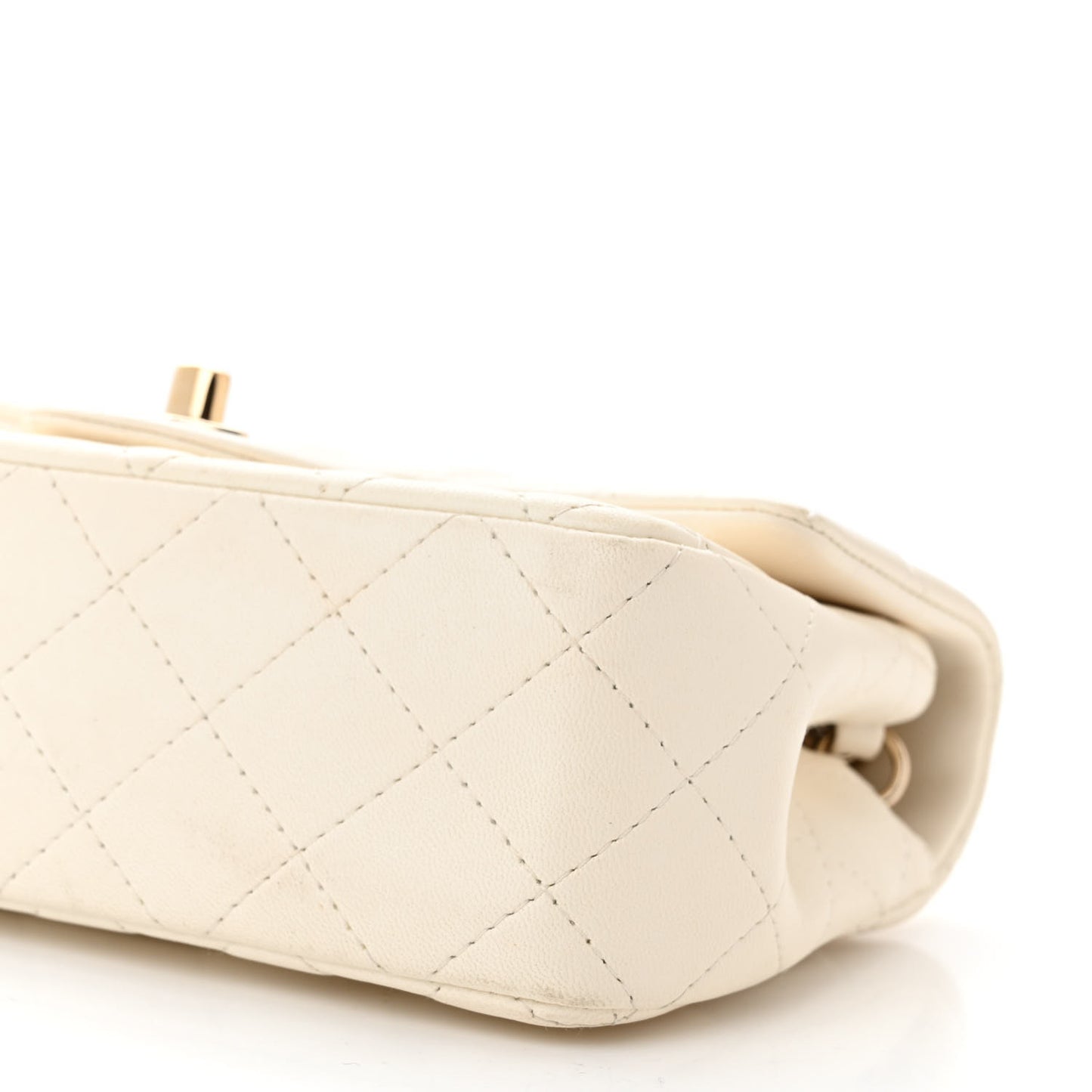 Lambskin Quilted Mini Rectangular Flap White