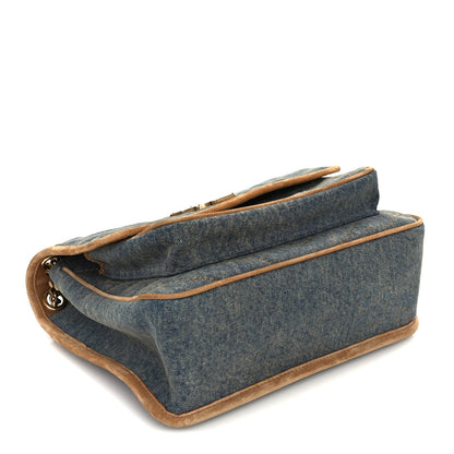 Saint Laurent Denim Suede Monogram Medium Niki Chain Satchel  Blue Cinnamon 7 of 8