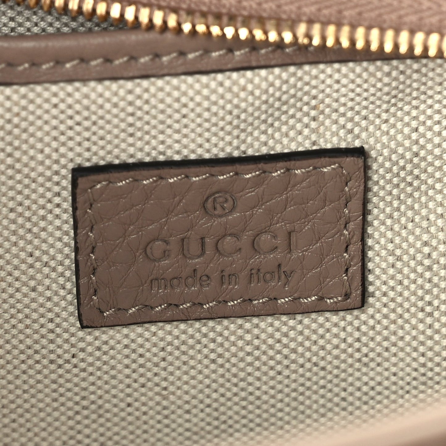 GG Grainy Calfskin Emblem Shoulder Bag  Taupe