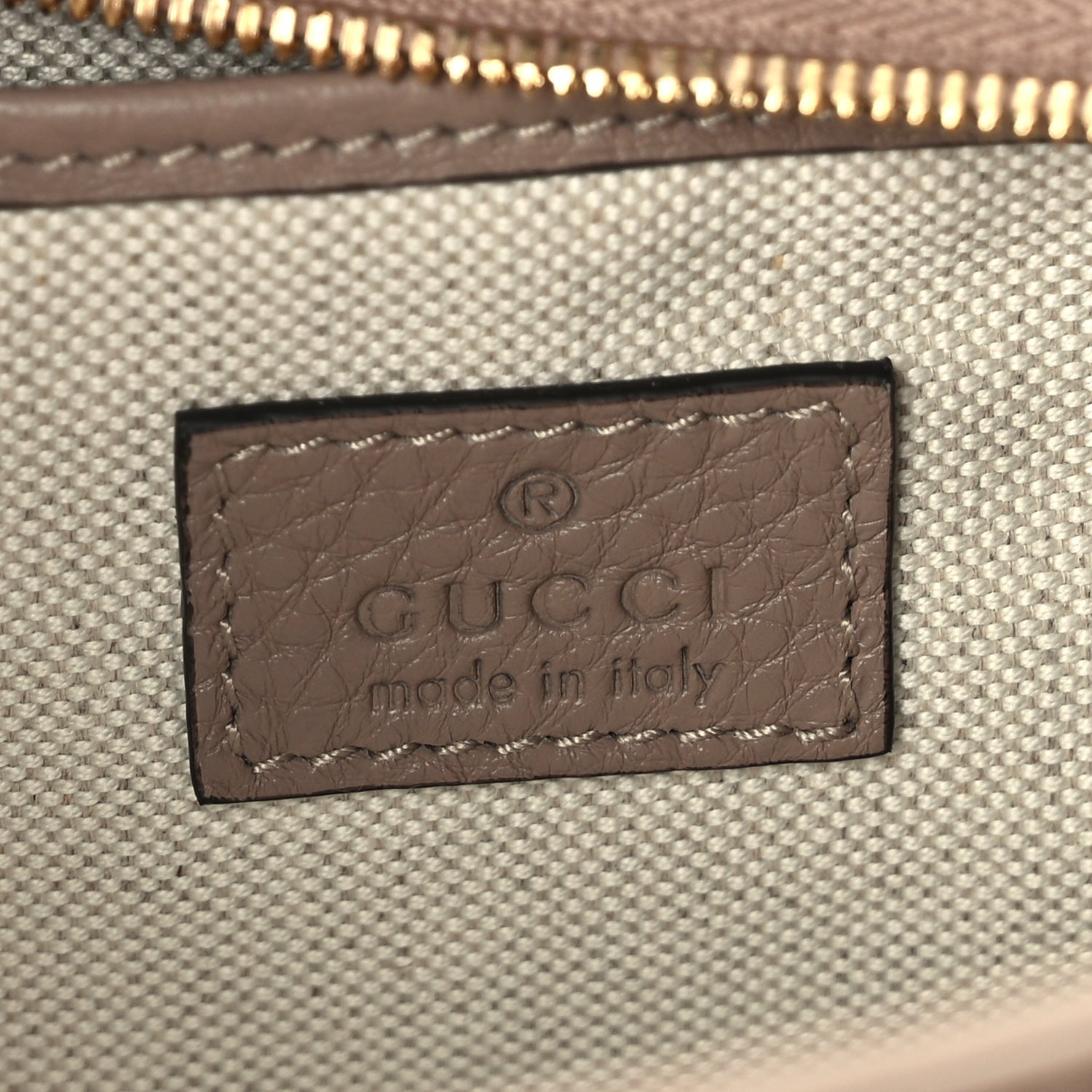 Gucci GG Grainy Calfskin Emblem Shoulder Bag  Taupe 5 of 8