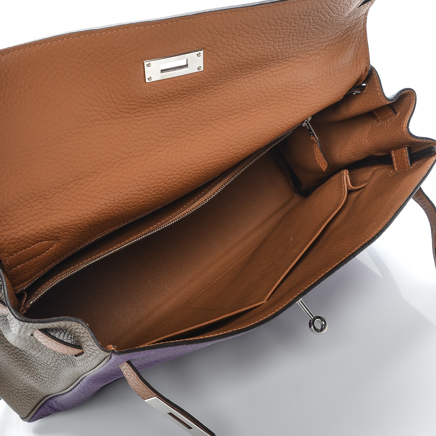 Hermes Taurillon Clemence Arlequin Kelly Retourne 32 Ultraviolet Etain 22 of 30