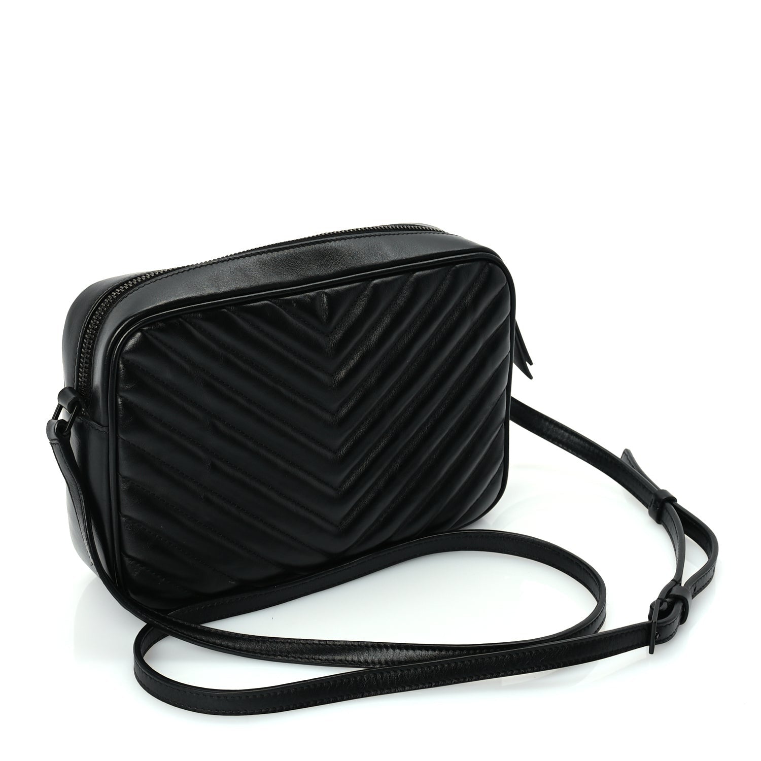 Saint Laurent Calfskin Matelasse Monogram Monochrome Lou Camera Bag  Black 2 of 8