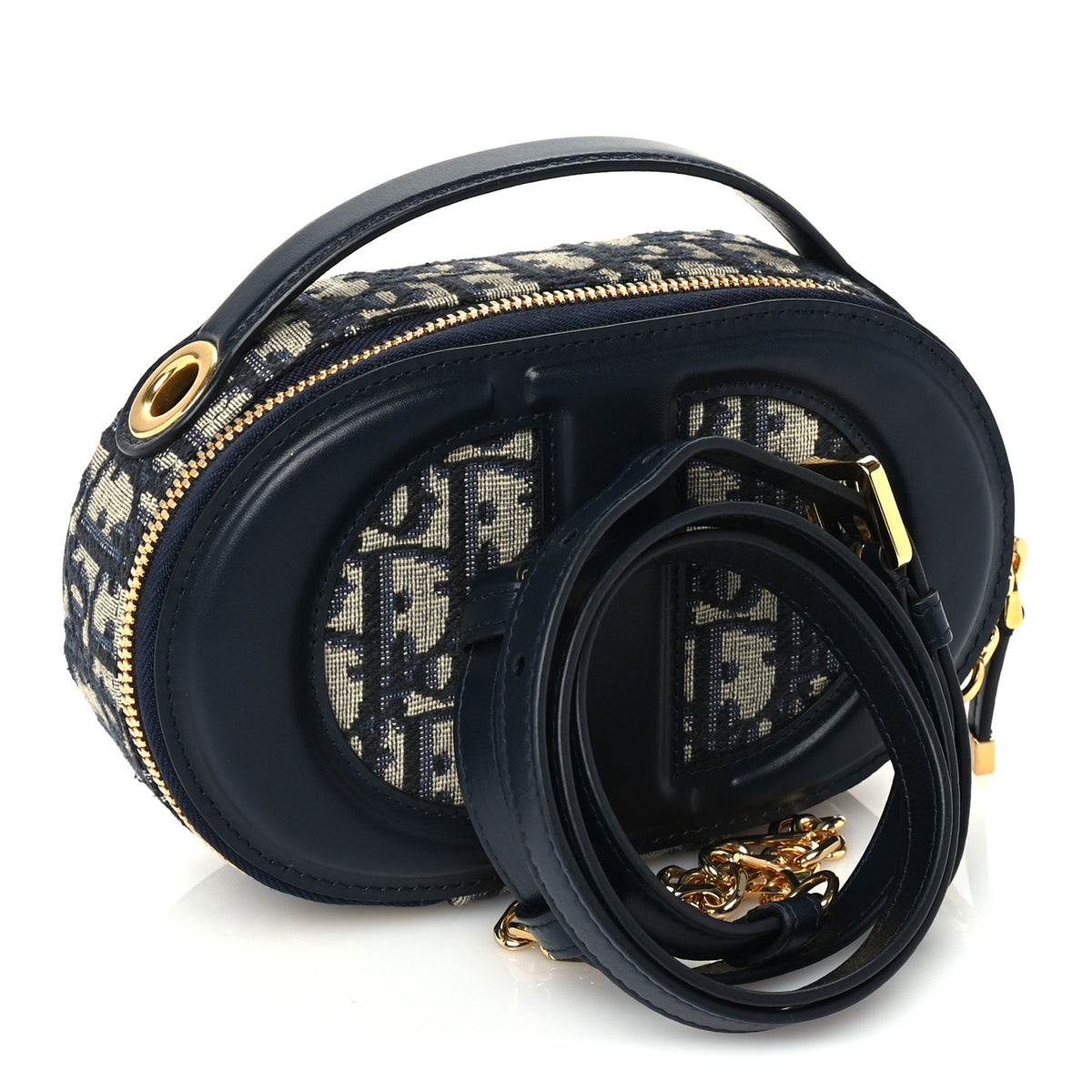 Oblique CD Signature Oval Crossbody Camera Bag Blue Multicolor
