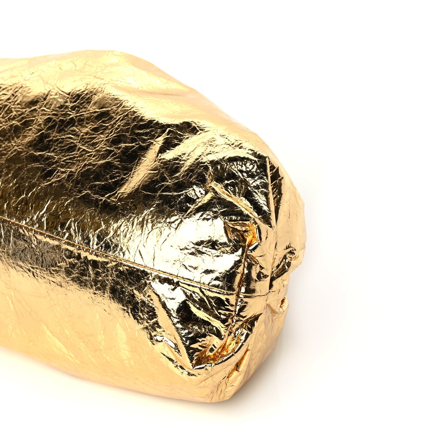 Bottega Veneta Metallic Crinkled Lambskin The Pouch Oversized Clutch Oro 9 of 9