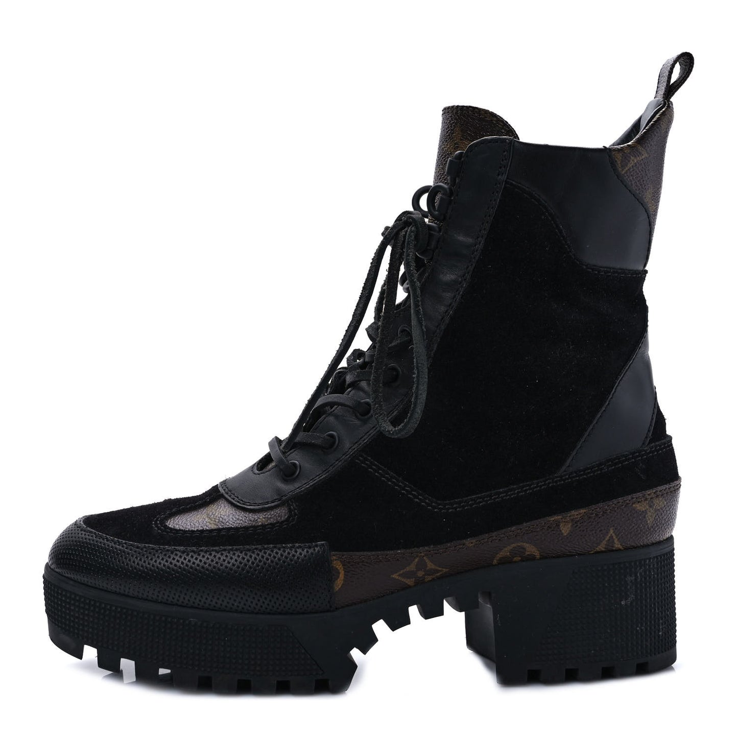Suede Calfskin Monogram Laureate Platform Desert Boots 40 Black
