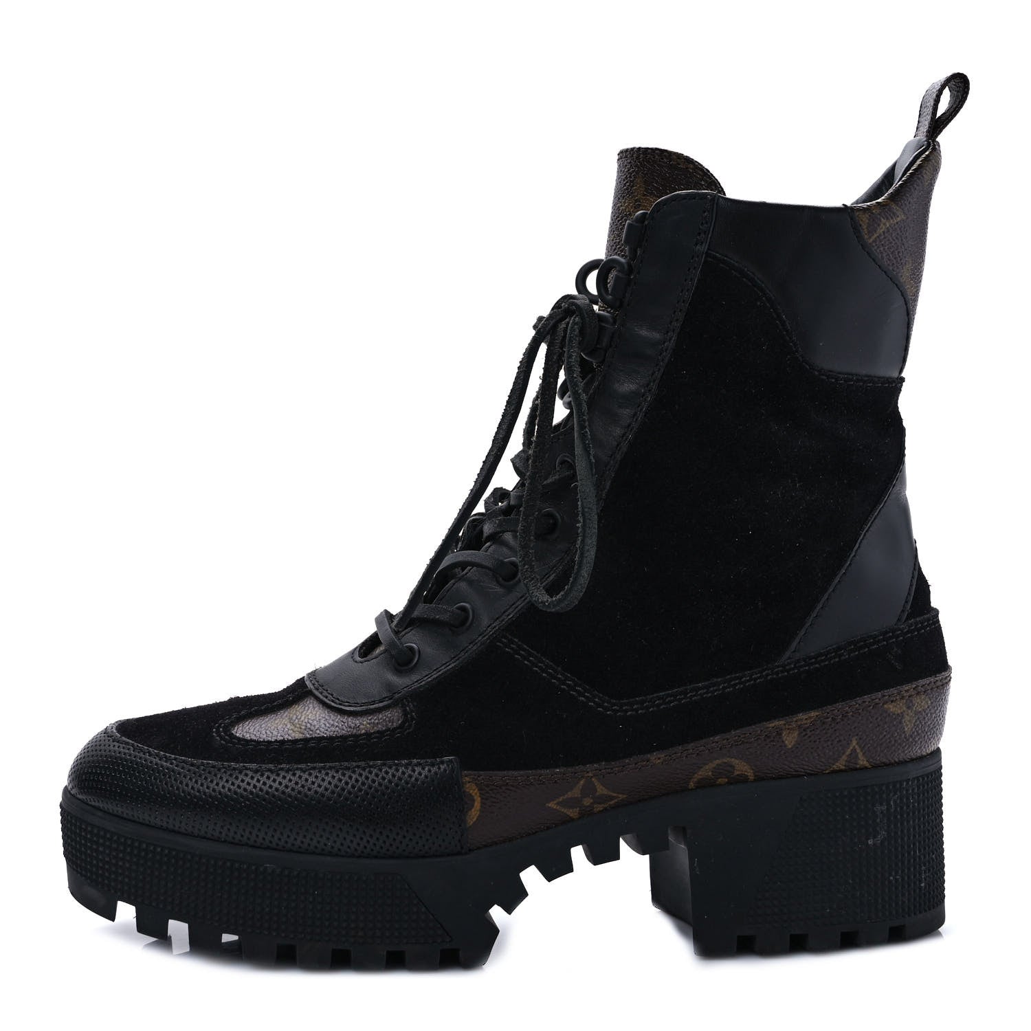 Louis Vuitton Suede Calfskin Monogram Laureate Platform Desert Boots 40 Black 1 of 10