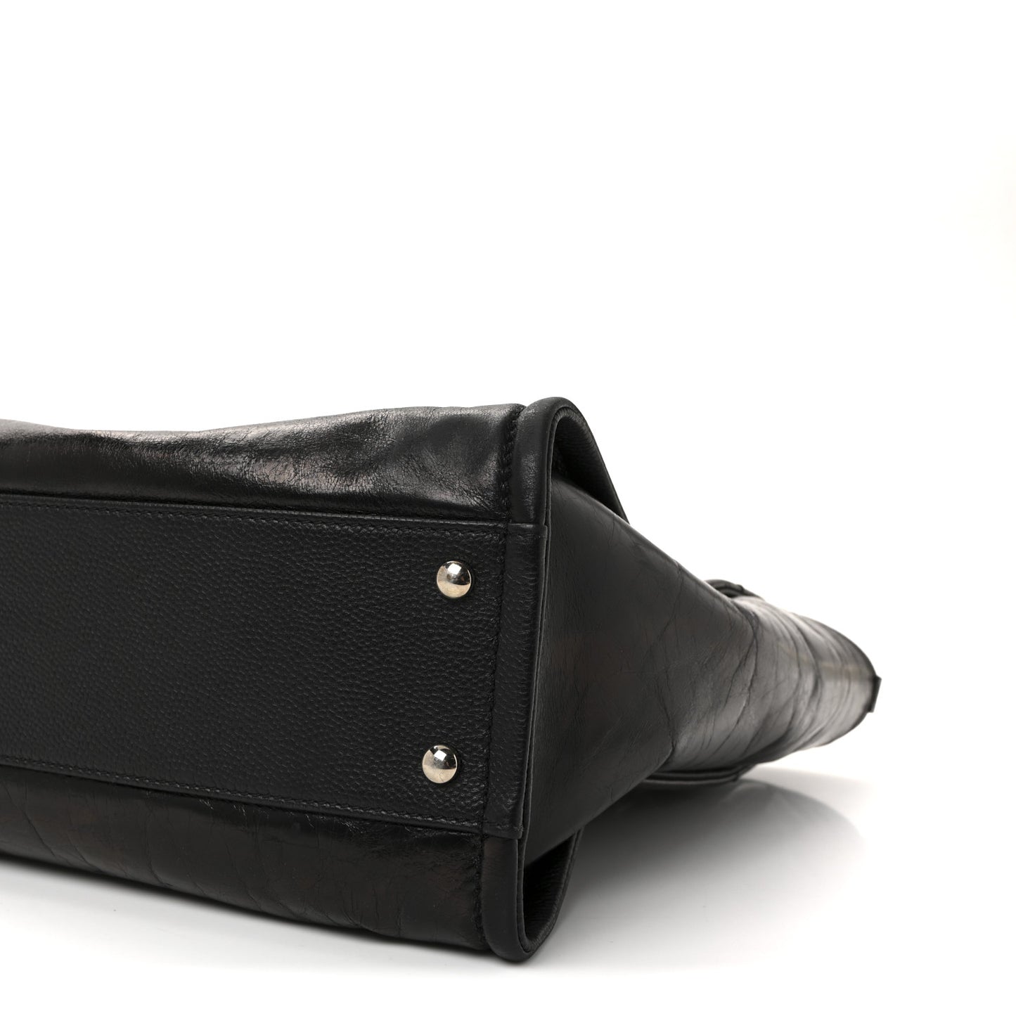 Glazed Calfskin Small Deauville Tote Black